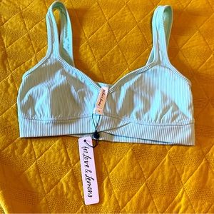 For Love & Lemons Gemma Ribbed Bra Mint Green medium NWT’s